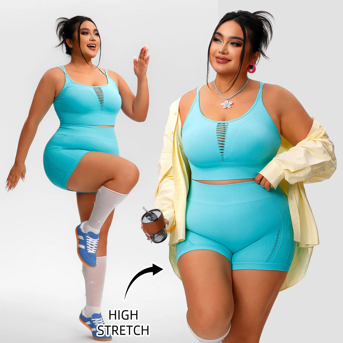 Plus Size Pilates Fitness Underwear Sports Vest Yoga Outfit Set For Women Shorts Sets Tracksuits Sweat Suits