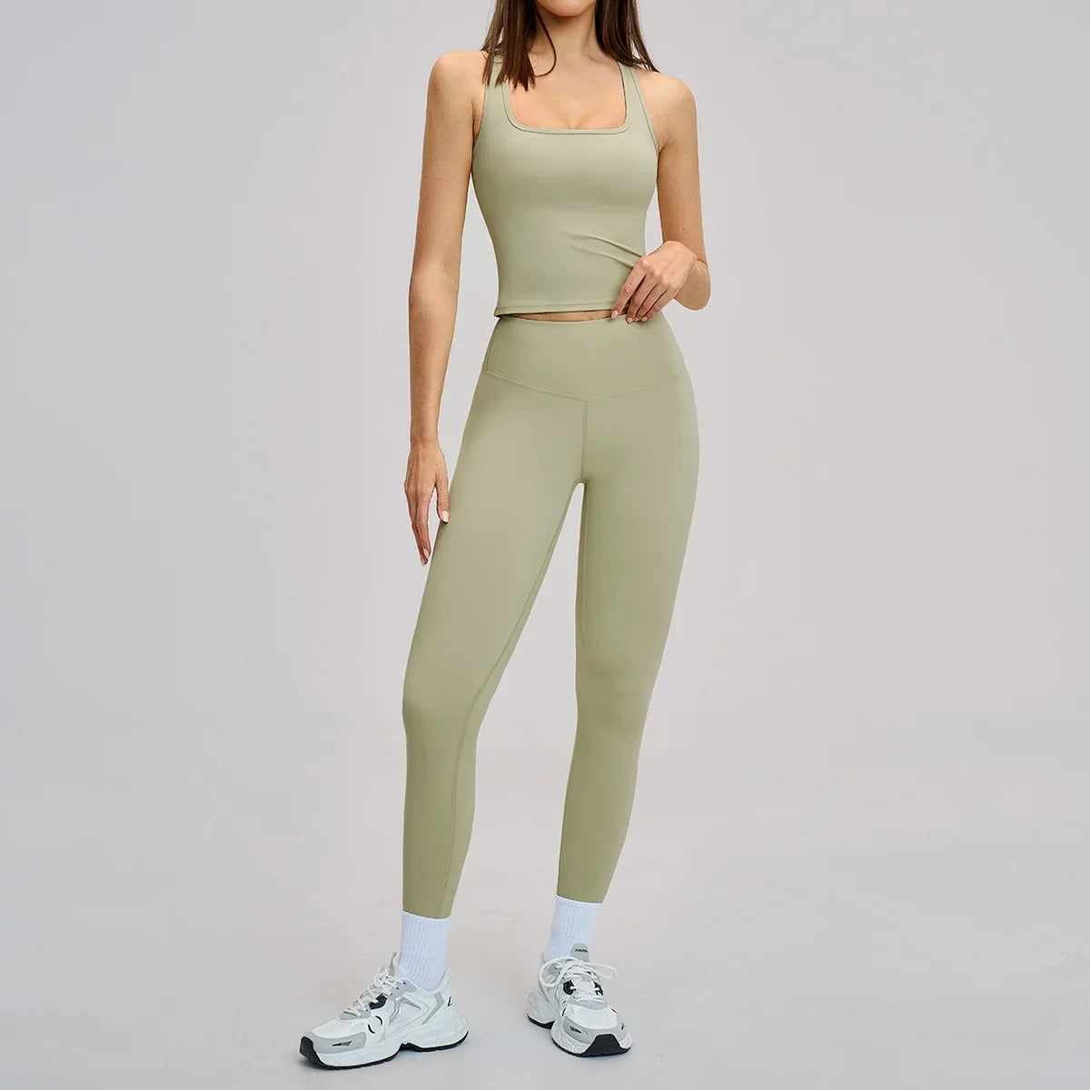 New Yoga Set 2PCS Gym Clothes Workout Outfits Women Long-sleeved T-shirt Sportswear Tracksuits Fitness Sports Vest Gym Leggings