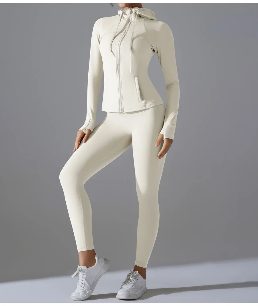 New Yoga Set 2PCS Sports Outfits Women Clothes Fitness Tracksuit Gym Legging Workout Long Sleeved Female Yoga Suit Sportswear
