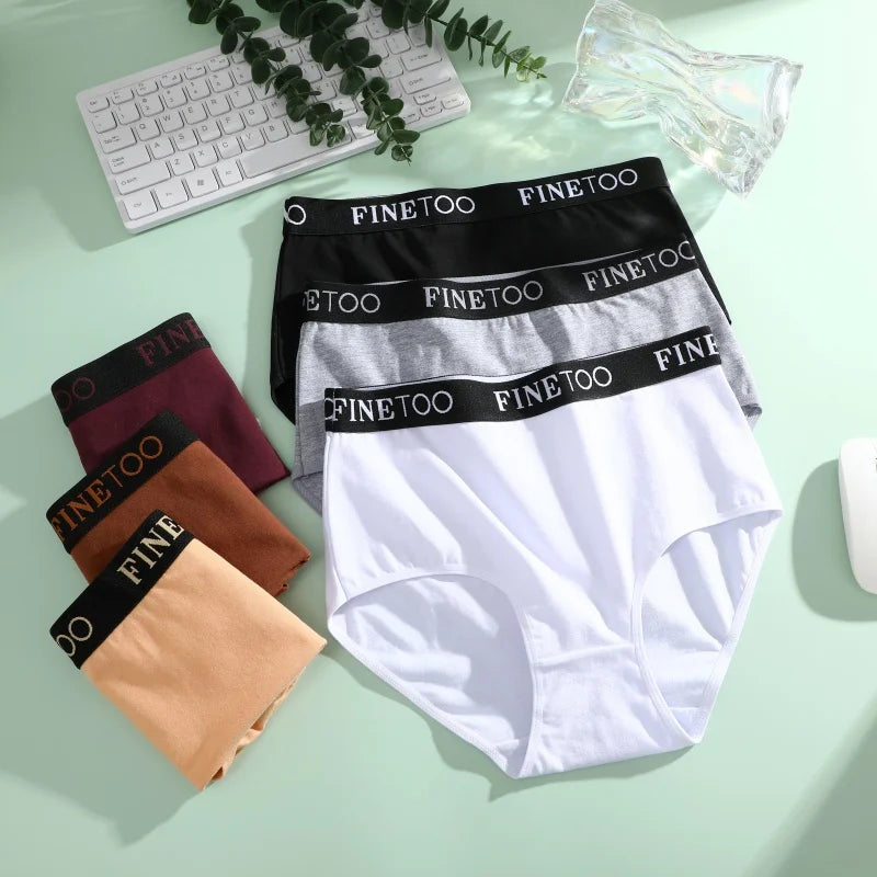 Finetoo 3Pcs Women's Seamless Cotton Briefs Women Plus SizePanties Breathable Underwear Female Low Waist Soft Lingerie S-XXL