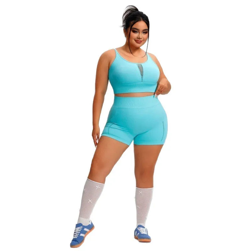 Plus Size Pilates Fitness Underwear Sports Vest Yoga Outfit Set For Women Shorts Sets Tracksuits Sweat Suits
