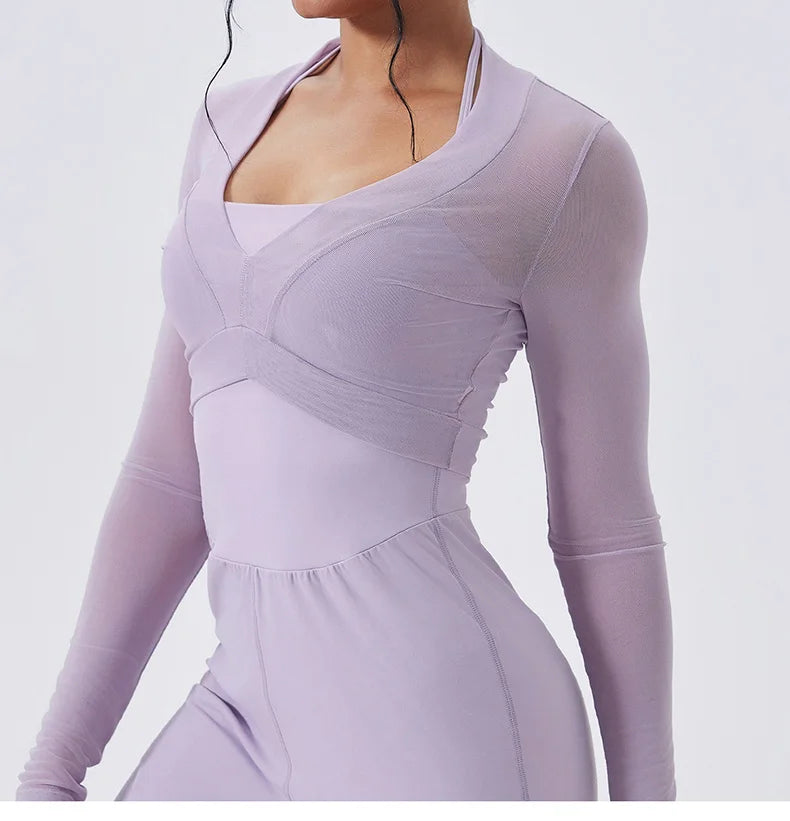 Women Crop Tops Yoga T-shirts Solid Sports Top Long Sleeve Running Shirts Sexy Exposed Navel Quick Dry Fitness Gym Sport Wear
