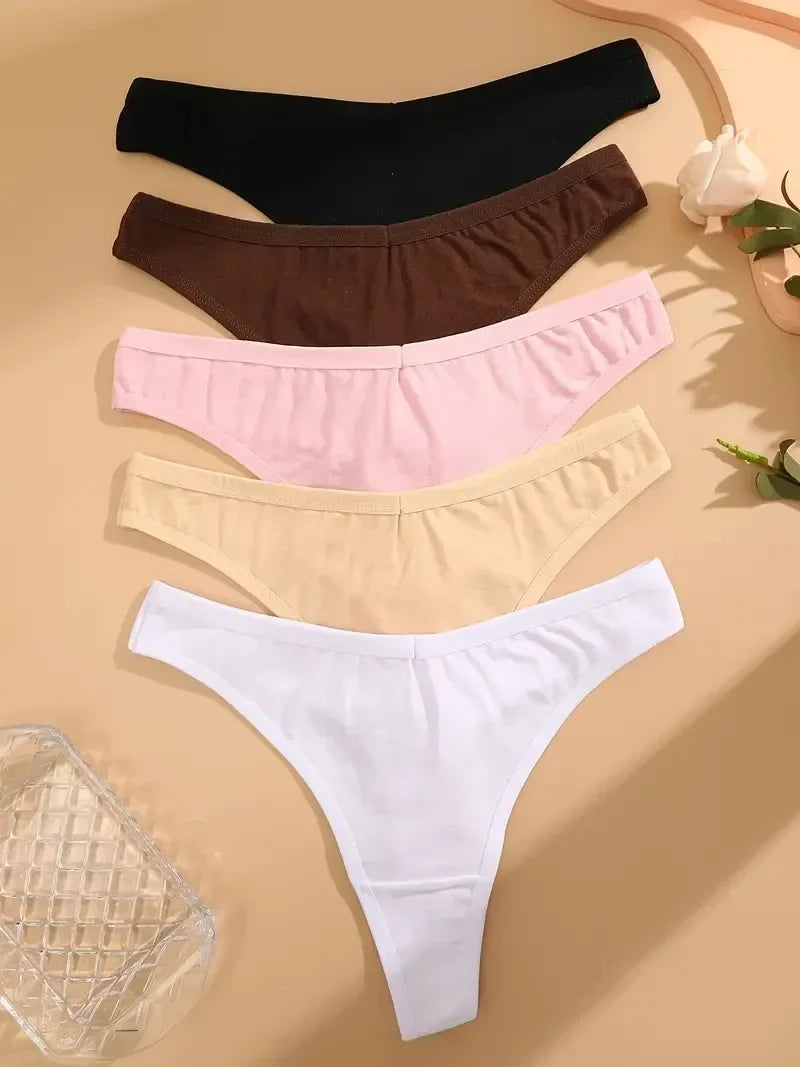5Pcs Women Sexy Cotton Thongs Female Bikini Panties G-String Underwear Thongs Striped Panties Female Underwear T-Back Intimat