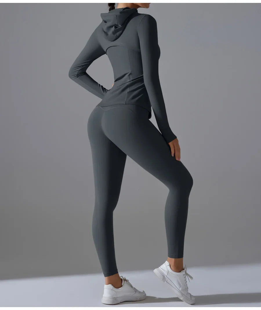 New Yoga Set 2PCS Sports Outfits Women Clothes Fitness Tracksuit Gym Legging Workout Long Sleeved Female Yoga Suit Sportswear