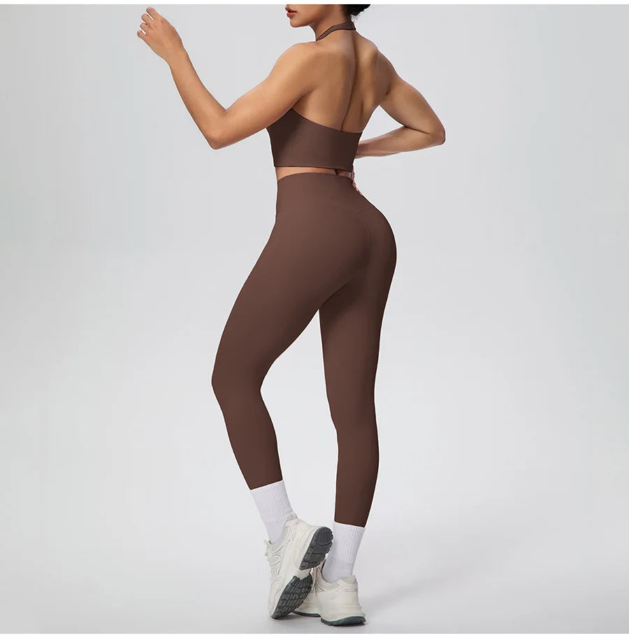 Yoga Clothing Set Women's High Waisted Leggings and Top 2 Piece Seamless Fitness Exercise Clothing Gym Sportswear Tracksuits