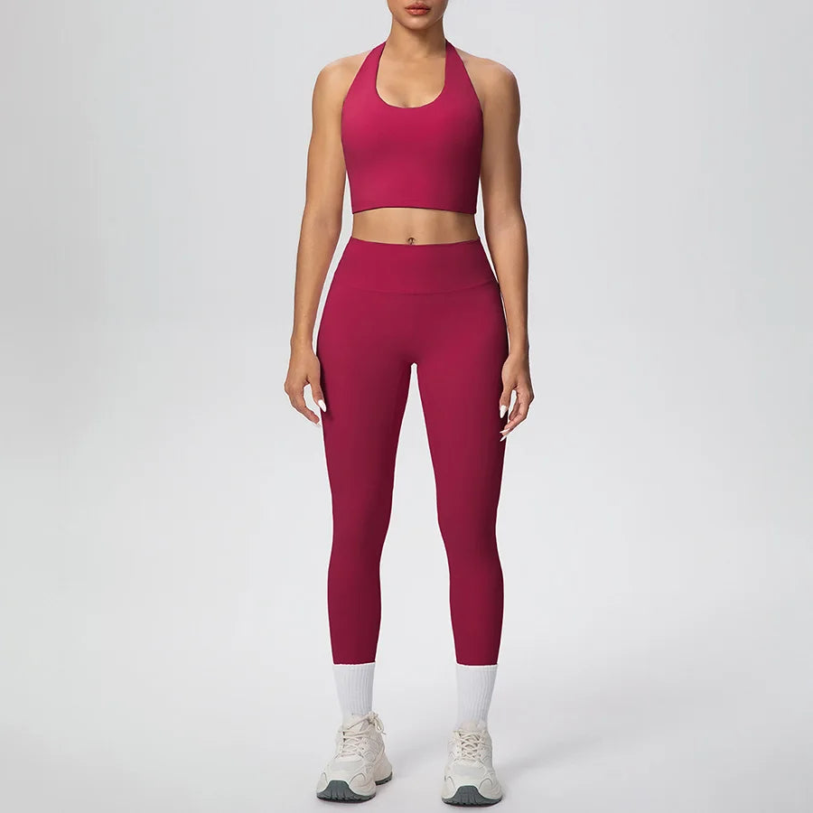 Yoga Clothing Set Women's High Waisted Leggings and Top 2 Piece Seamless Fitness Exercise Clothing Gym Sportswear Tracksuits