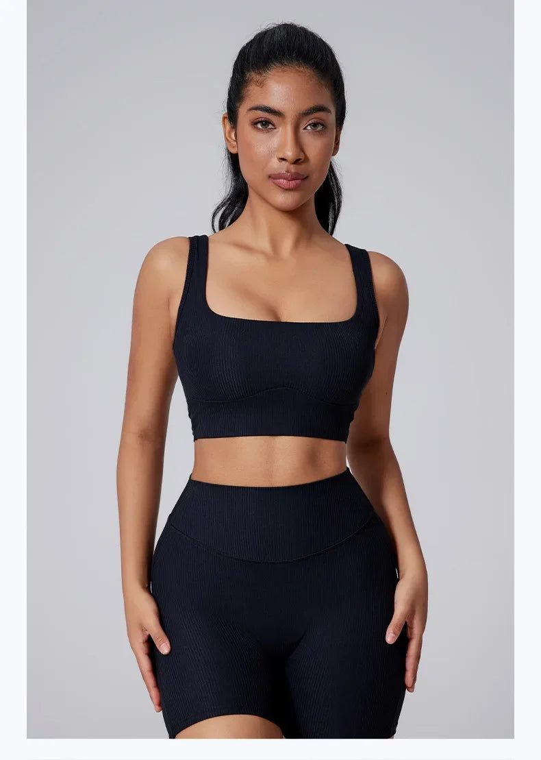 Women Yoga Suit Tracksuit Sports Bra High Waist Legging Shorts Outfit Gym Set Fitness Running Workout Clothes Push Up Sportswear