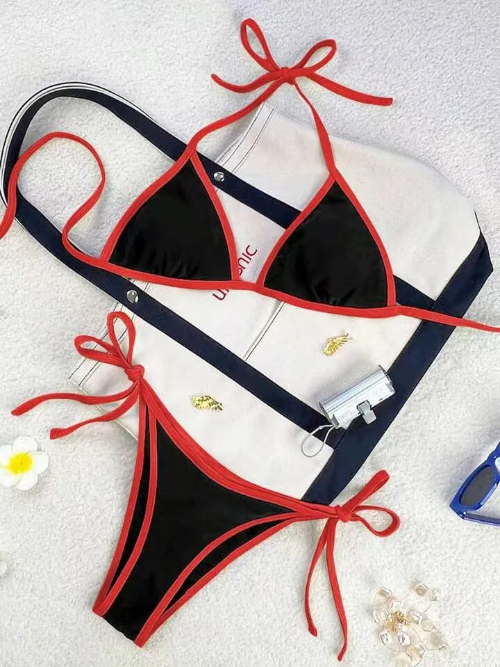 2026 Sexy Contrast Color Separates Micro Bikini Women's Swimsuit Female Swimwear Mini Thong Bikinis Set Two-piece Bathing Suit