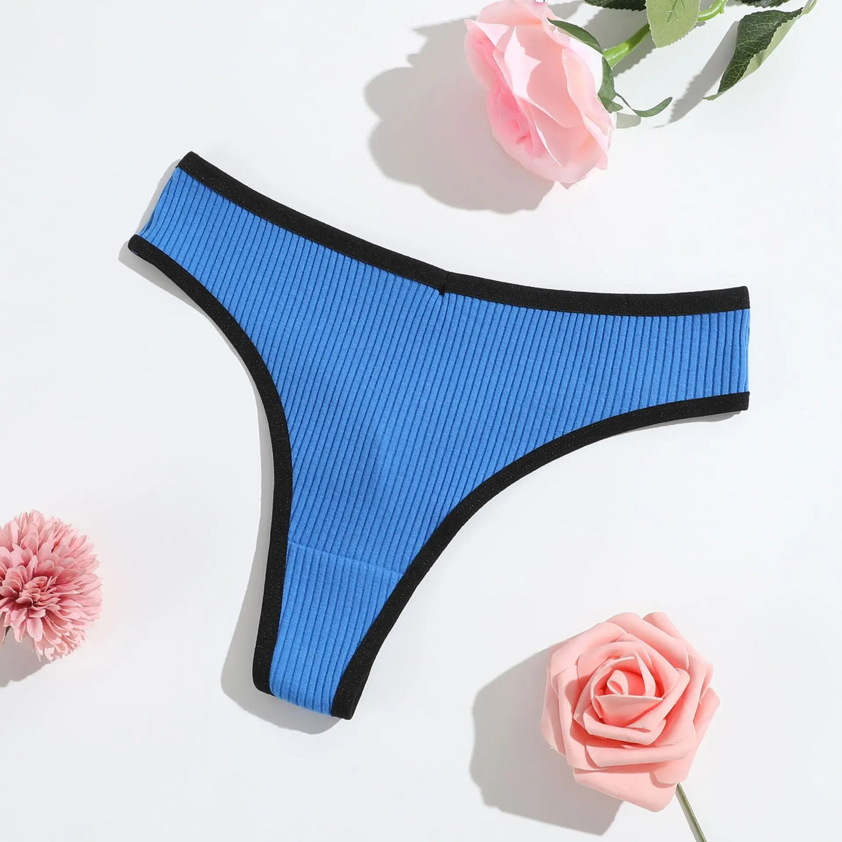 1pcs Seamless Cotton Thong Ribbed Ladies Panties Low Rise Solid Color Sexy G-string Panties Female Breathable Underwear