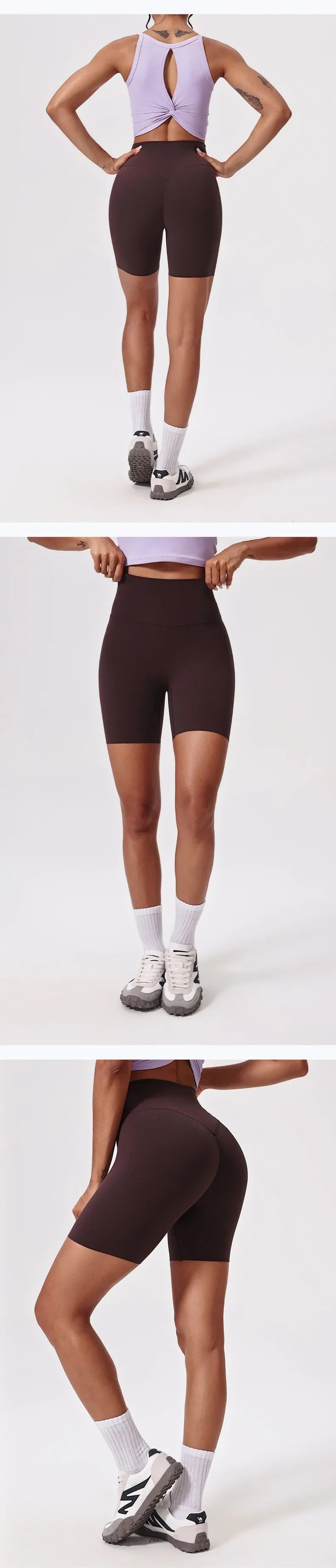Summer High Waisted Yoga Shorts for Women Fashionable and Sexy Running Fitness Pants Solid Color Yoga Leggings Elastic Tights