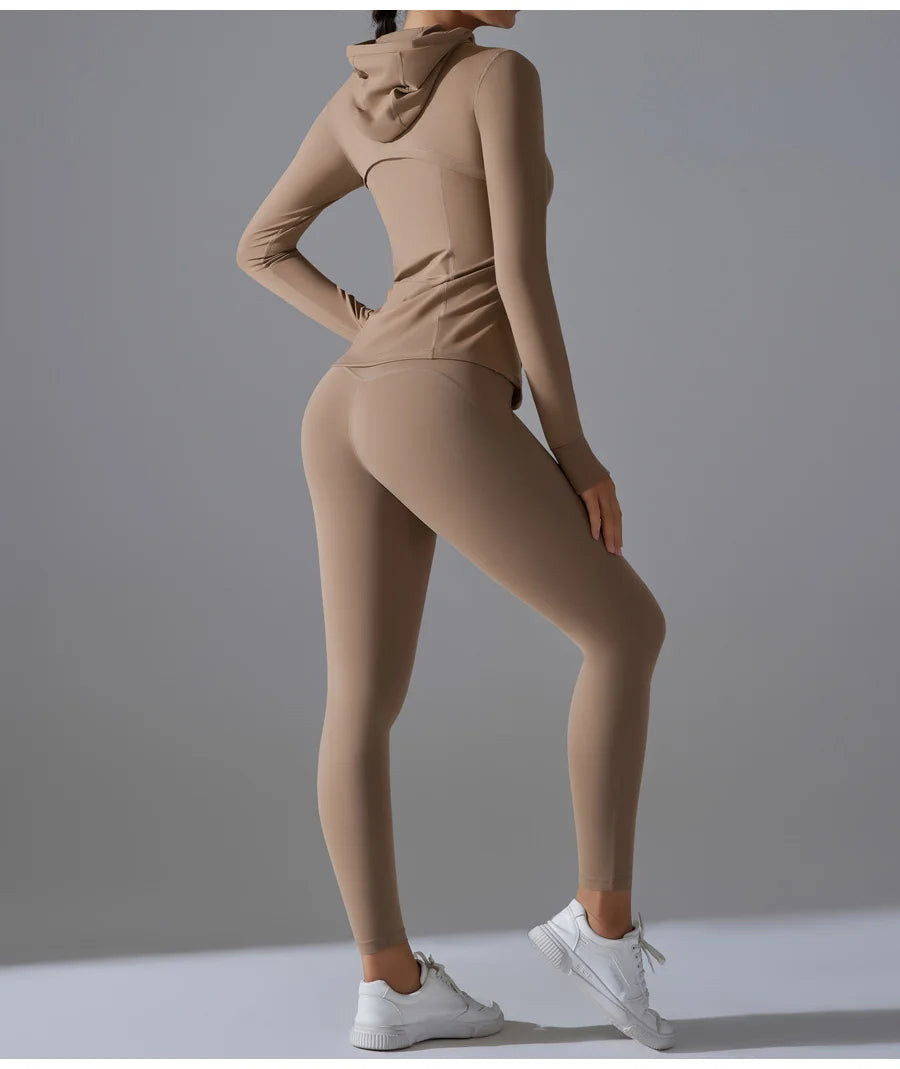 New Yoga Set 2PCS Sports Outfits Women Clothes Fitness Tracksuit Gym Legging Workout Long Sleeved Female Yoga Suit Sportswear