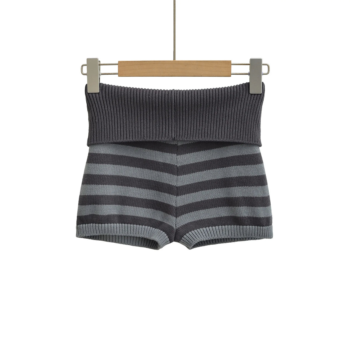 Spring Striped Knitted Shorts Fashion Striped Elastic Waist Versatile Straight Casual Knitted Shorts For Woman Fashion 4Z0M