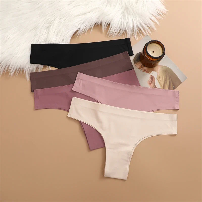 3PCS Seamless Ultra-thin Brazilian panties Maillard Panties Women Ice Silk Underwear Sexy Panty Low Waist G-string Female Solid