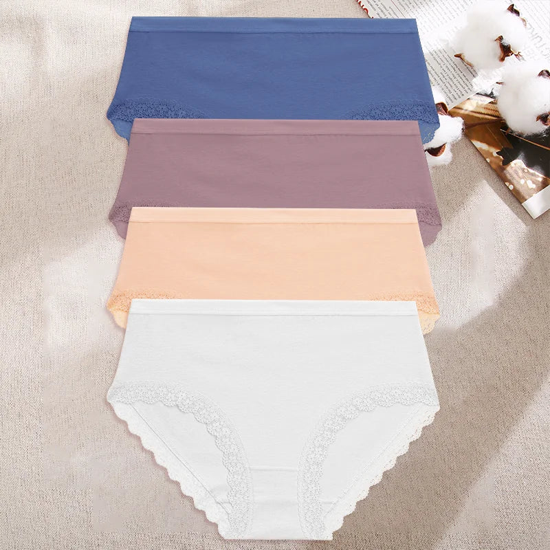 4Pcs/Set Women's Cotton Briefs Women Seamless Panties Solid Color Breathable Underwear Female Low Waist Soft Lingerie S-XXL