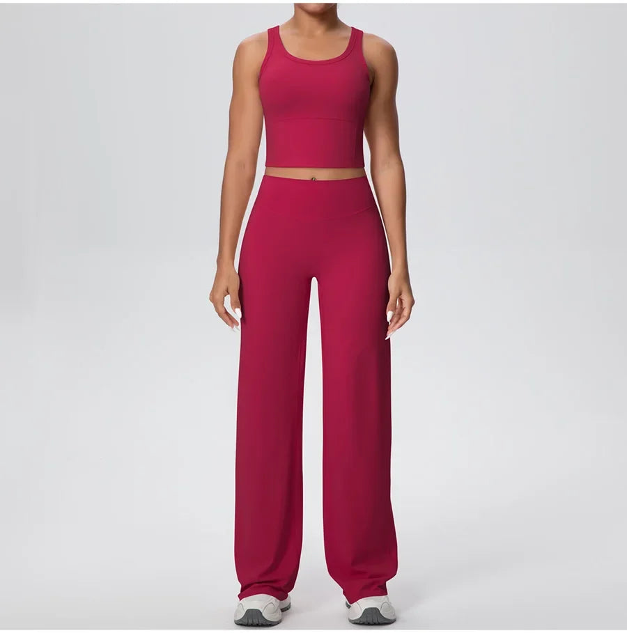 2PCS Yoga Set Women Tracksuit Nude Feeling Workout Sets Gym Clothes Push Up Fitness Running Sportswear Sport Straight tank suit