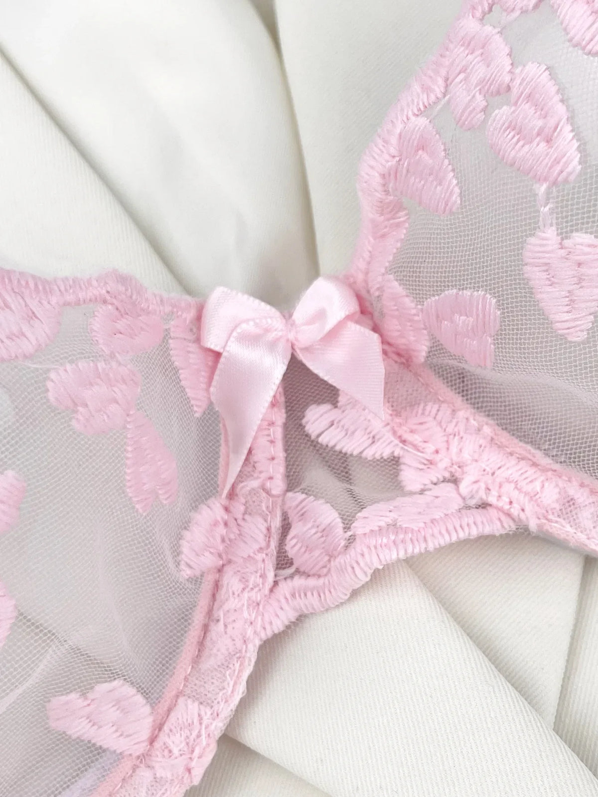 French Lace Heart Bra Set Girls Sexy Women Bralette Adjustable Transparent Embroidery Underwear Thong Bras Lingerie Panties Sets