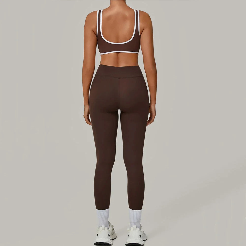2PCS Women's Padding Sports Bra Pants Yoga Set High Waist Peach Hip Fitness Suit Running Workout Gym Leggings Yoga Set XP397