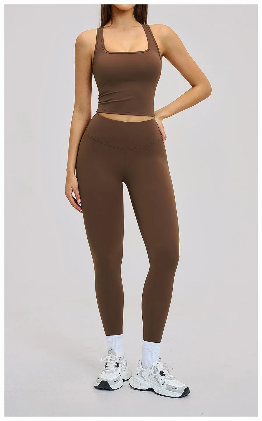 New Yoga Set 2PCS Gym Clothes Workout Outfits Women Long-sleeved T-shirt Sportswear Tracksuits Fitness Sports Vest Gym Leggings