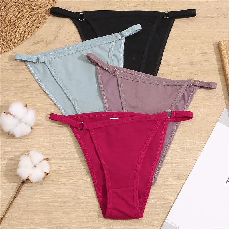 4Pcs/Set Women's Cotton Panties 3Pcs/set Sexy Low Waist Briefs M-2XL Comfortable Underwear Female Soft Color Underpants Lingerie
