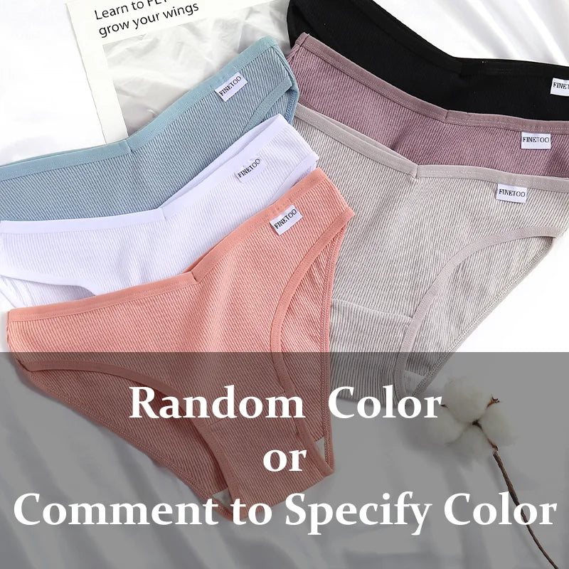 3PCS Women Cotton Panties Female Sexy Intimates Low Rise G-String Thongs Ladies Bikini Girl Solid Color Underwear Soft Lingerie