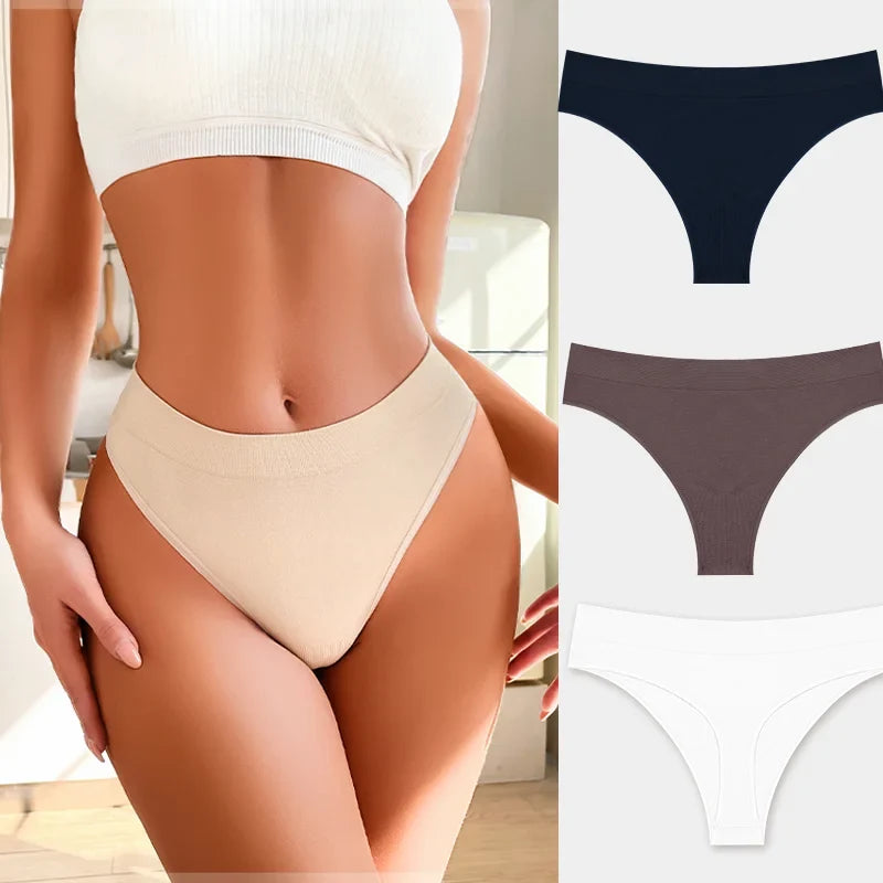 3PCS Seamless Women's Lingerie Female Thongs Sexy Underwear Low-Rise Underpant Women's Panties Intimates Bikini Briefs S-XL