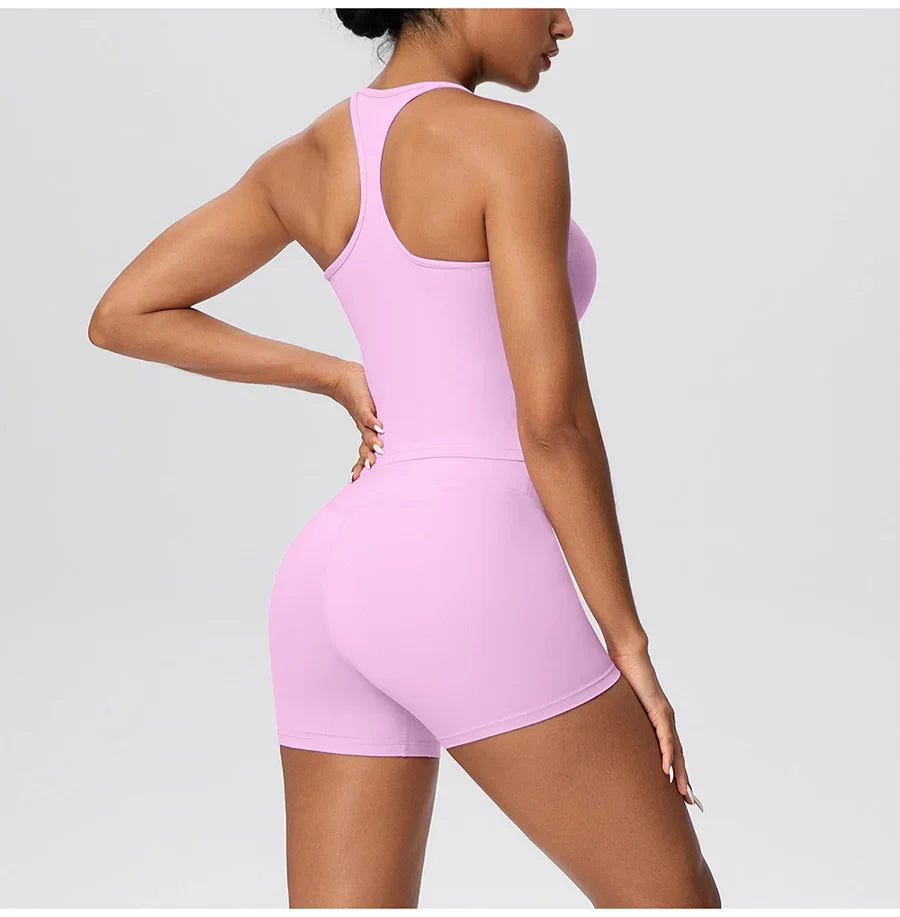 New 2Pcs Yoga Sets Naked Feel Women Workout Fitness Gym Clothes High Waist Yoga Shorts And Sports Bra Impact Shorts Workout Sets