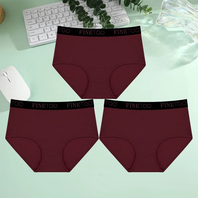 Finetoo 3Pcs/Set Women's Seamless Cotton Briefs Women Plus SizePanties Breathable Underwear Female Low Waist Soft Lingerie S-XXL