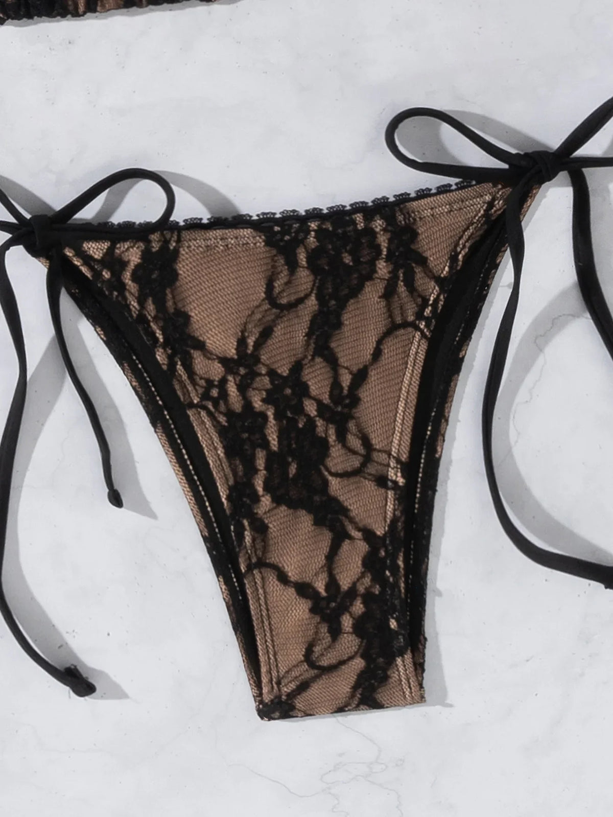 Sexy Mesh Black Bikini 2026 Women Brazilian Lace Push Up Tie Side Thong Swimsuit Beach Bathing Suit Holiday Swimwear Biquini