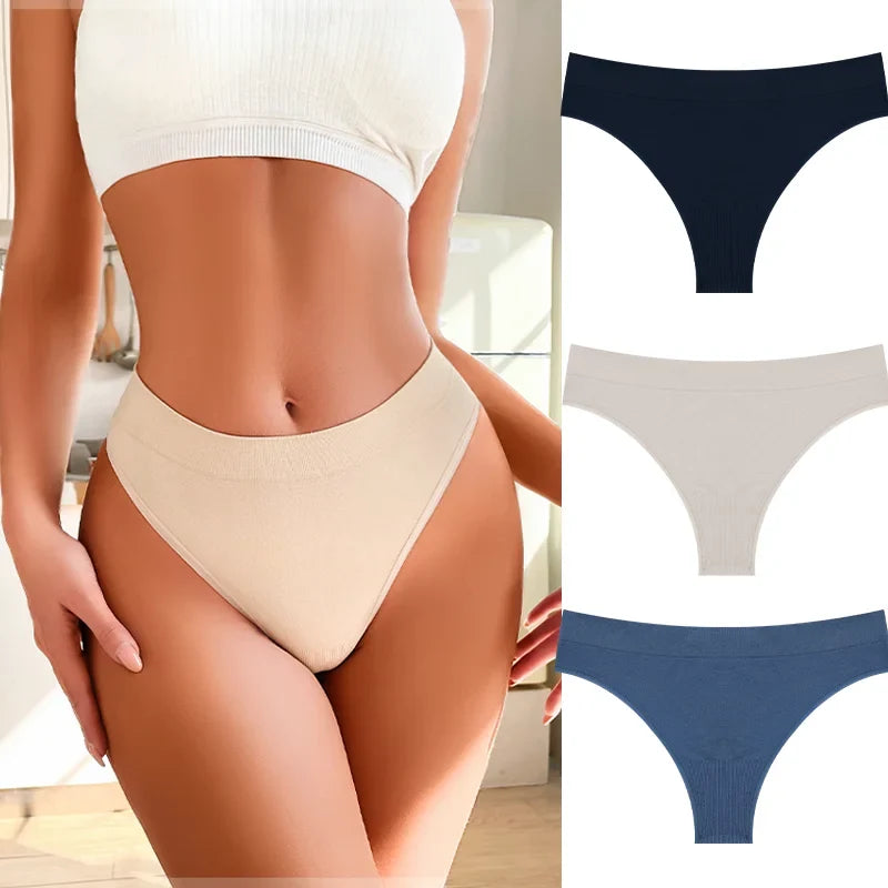 3PCS Seamless Women's Lingerie Female Thongs Sexy Underwear Low-Rise Underpant Women's Panties Intimates Bikini Briefs S-XL
