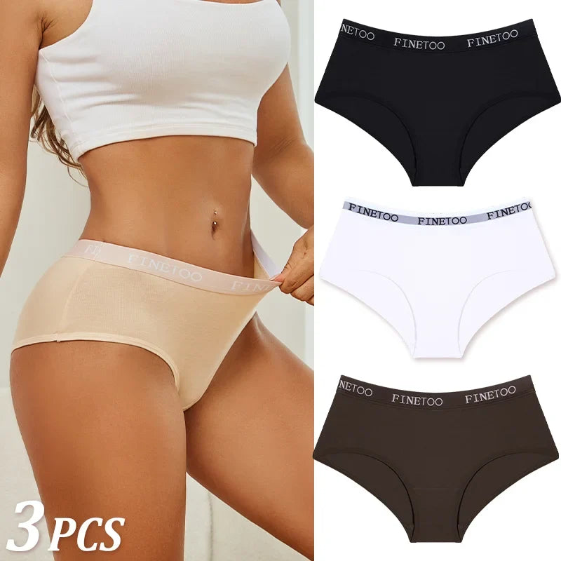3Pcs Women's Cotton Briefs Letter Belt Underwear Women Panties Sexy Breathable Briefs Female Stretch Ladies Soft Lingerie