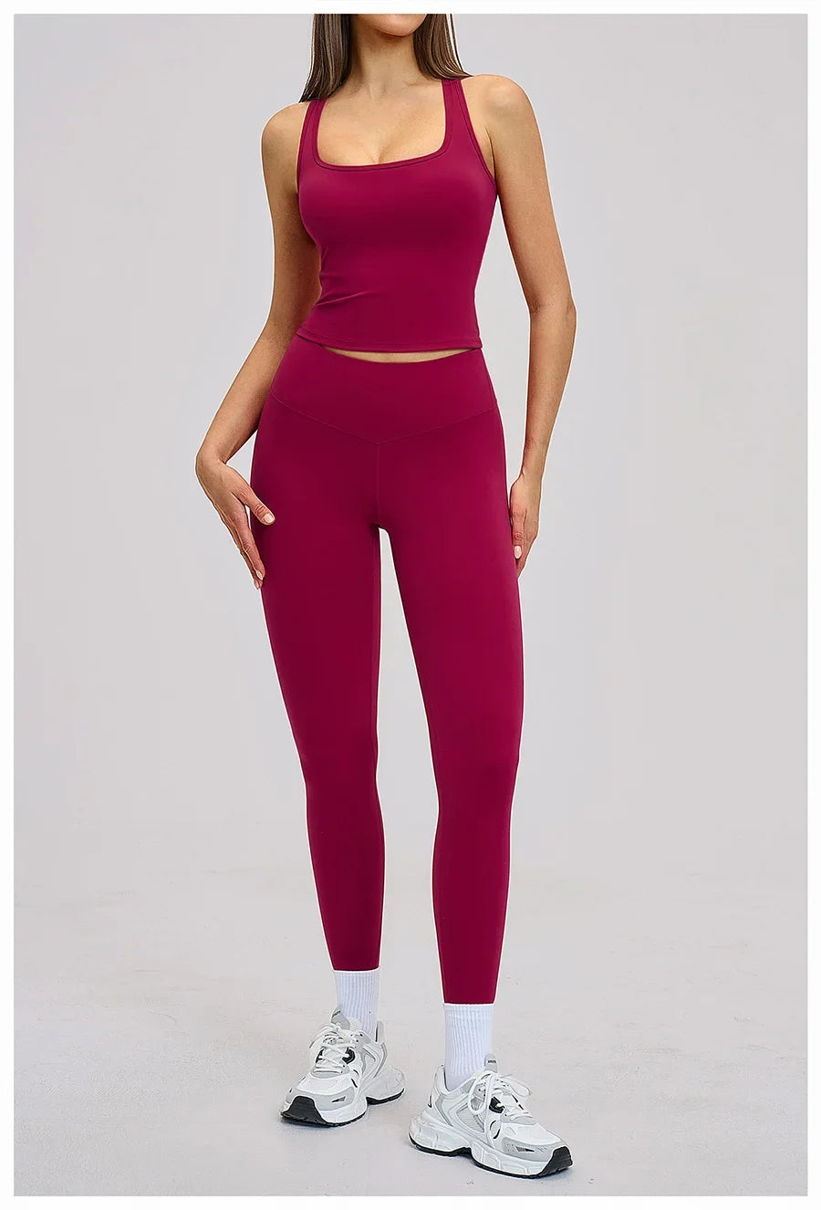 New Yoga Set 2PCS Gym Clothes Workout Outfits Women Long-sleeved T-shirt Sportswear Tracksuits Fitness Sports Vest Gym Leggings