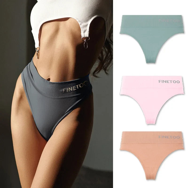 3Pcs M-2XL Seamless Thongs Women High Waist G-string Ladies Comfortable Bikini Panties Thong Underpants Girls Underwear Lingerie