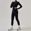 Women's Jumpsuits One-Piece Suit Yoga Set Zipper Long Sleeve Gym Push Up Workout Clothes Fitness Bodysuit Sportswear Tracksuit