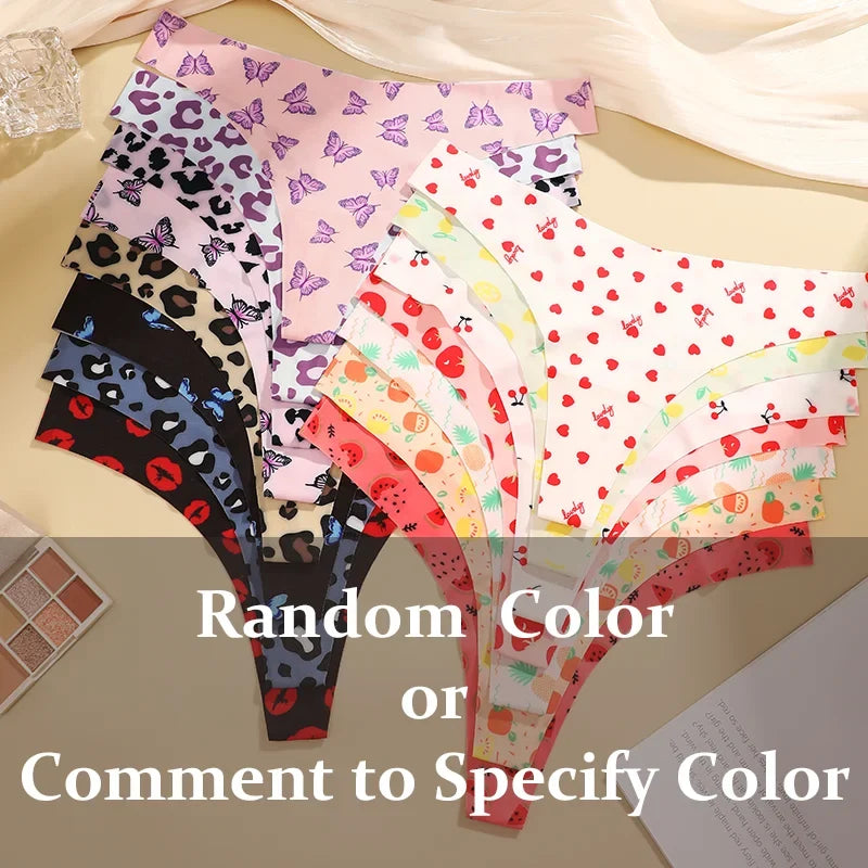 3Pcs Ultra-thin Seamless G-string Women Thongs Sexy Sweet Fruit Low-waist Panties Ladies Soft Cute Thongs Female S-XL T-Back