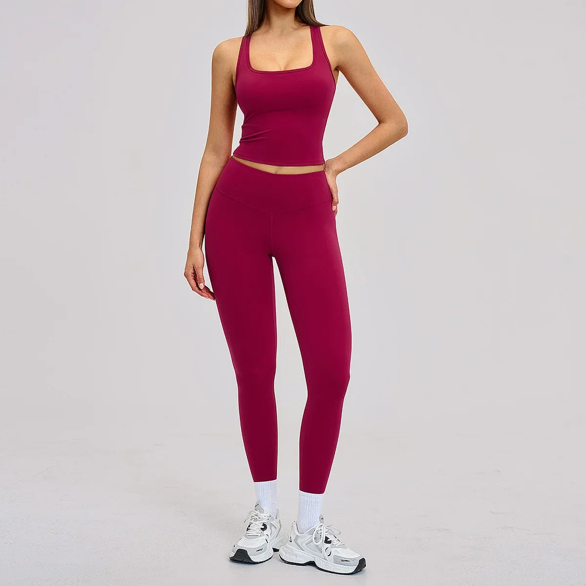 New Yoga Set 2PCS Gym Clothes Workout Outfits Women Long-sleeved T-shirt Sportswear Tracksuits Fitness Sports Vest Gym Leggings
