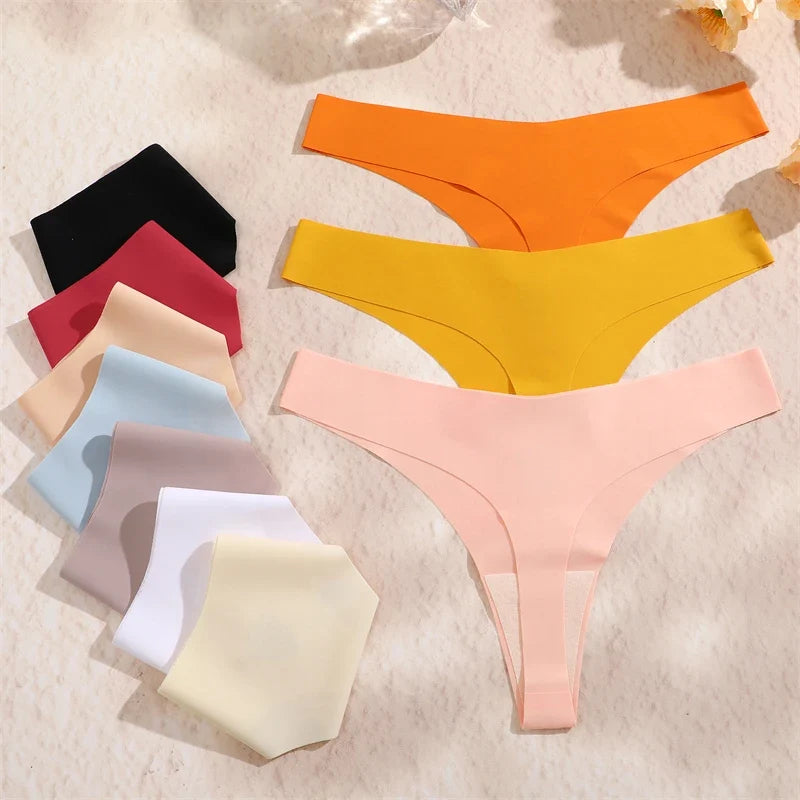 10PCS/Set Seamless Ice Silk Panties Women V-Waist Underwear Sexy Sports Briefs Panties Female Soft Ultra-thin Lingerie G-string