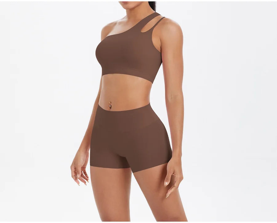 2PCS Yoga Set Women Gym Sports Suits Fitness Bra Crop Top Workout Clothes Female Athletic Wear Push Up Shorts Sportswear
