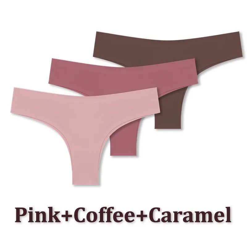 3PCS Seamless Ultra-thin Brazilian panties Maillard Panties Women Ice Silk Underwear Sexy Panty Low Waist G-string Female Solid