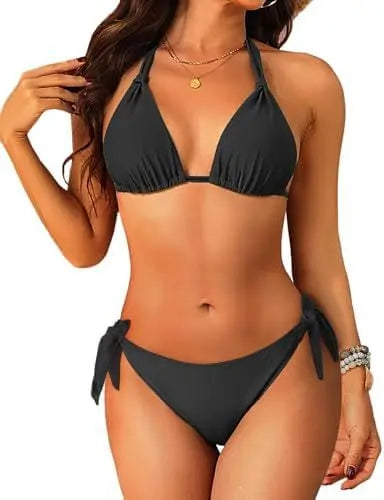 2026 Print Sexy Bikini Sets Halter Lace-up Tops Thongs Beach Style Bathing Suit Y2k Swimsuits Women Beachwear Купальник Женский