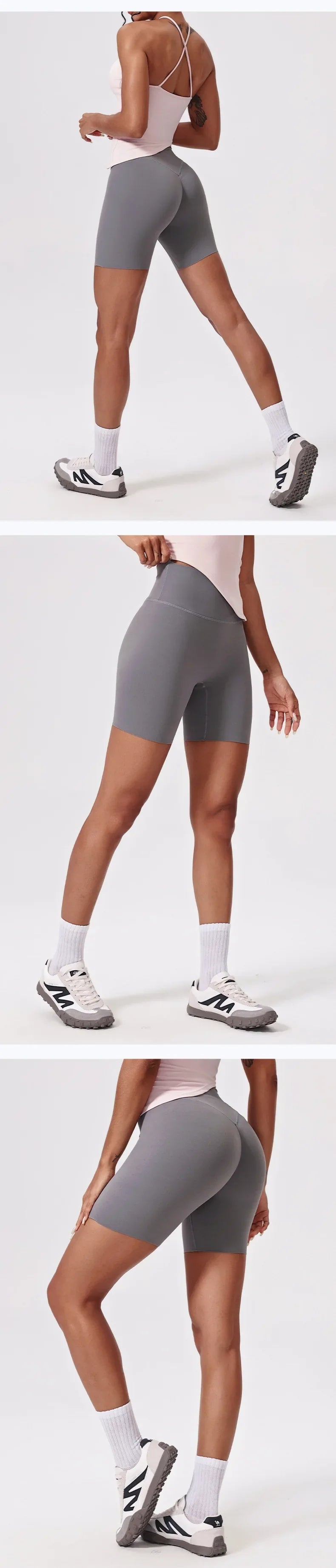 Summer High Waisted Yoga Shorts for Women Fashionable and Sexy Running Fitness Pants Solid Color Yoga Leggings Elastic Tights