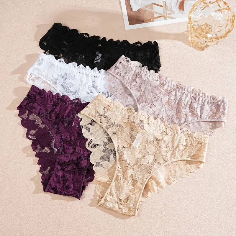 New Sexy Floral Lace Underwire Bras Panties Sets Hollow Out See-Through Romantic Lingerie Underwear Sexy Women Panties S-XL
