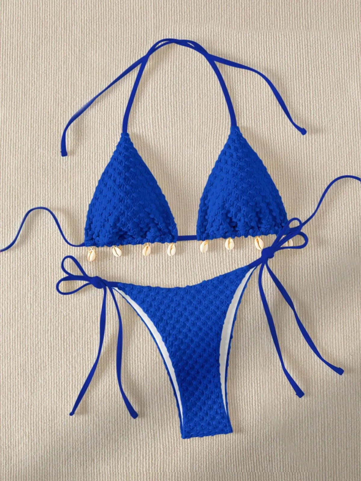 Sexy Bikini Set White Shell Designer Swimsuit 2025 New Halter Push Up Micro Bikinis Summer Bathing Suit Tie Side Thong Swimwear