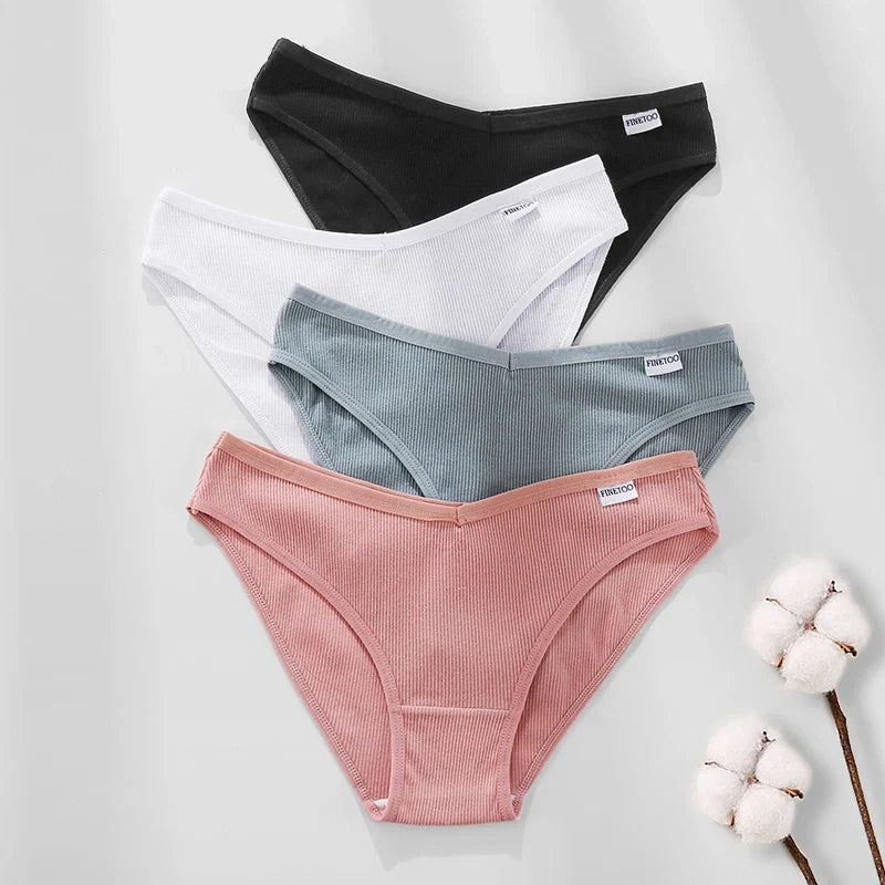 3PCS Women Cotton Panties Female Sexy Intimates Low Rise G-String Thongs Ladies Bikini Girl Solid Color Underwear Soft Lingerie