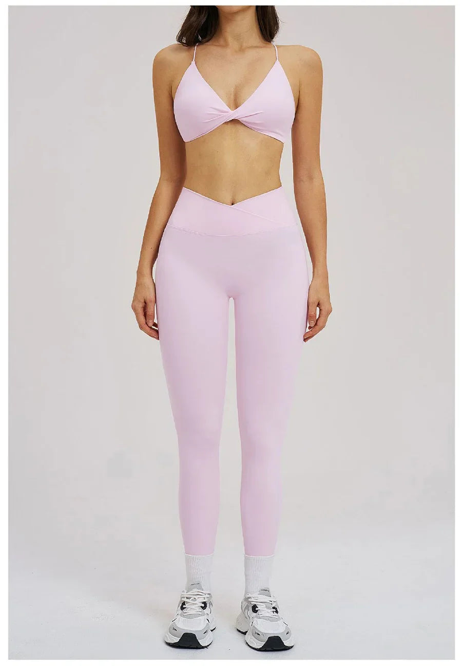 2PCS Yoga Suit Sports Set Women Fitness Quick-Drying Gym Tracksuit Running Nude Feeling Workout Outfit Sport Bra Leggings Suit