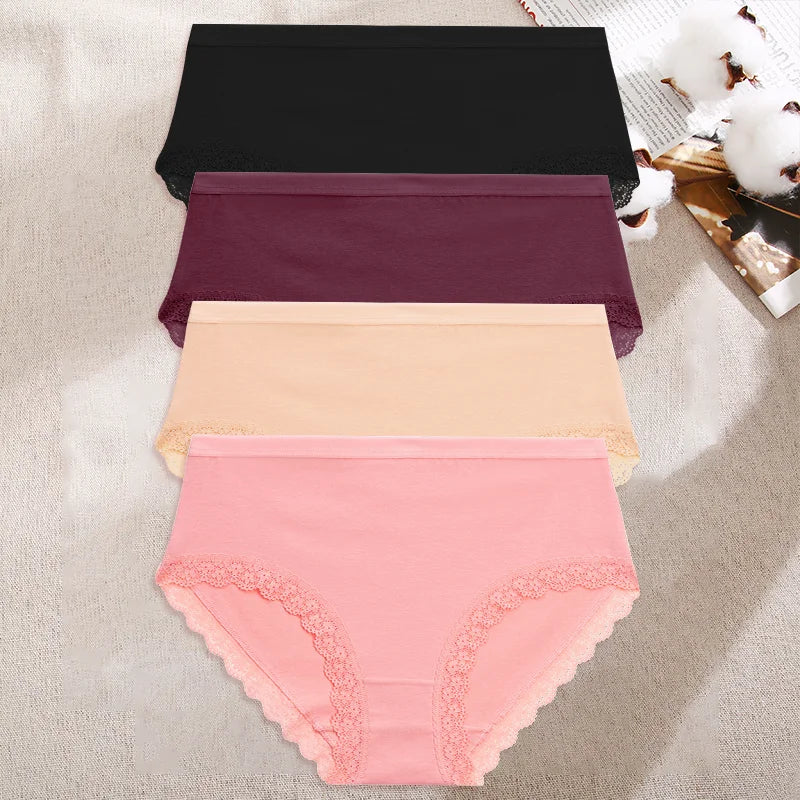 4Pcs/Set Women's Cotton Briefs Women Seamless Panties Solid Color Breathable Underwear Female Low Waist Soft Lingerie S-XXL