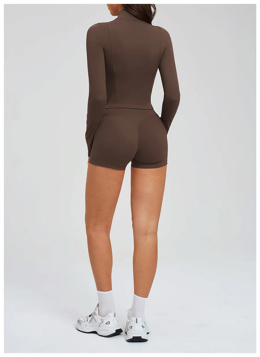 New 3 Pieces Yoga Set Women Workout Sportswear Gym Clothing Fitness Long Sleeve Crop Top Shorts Leggings Female Sport Bra Suits