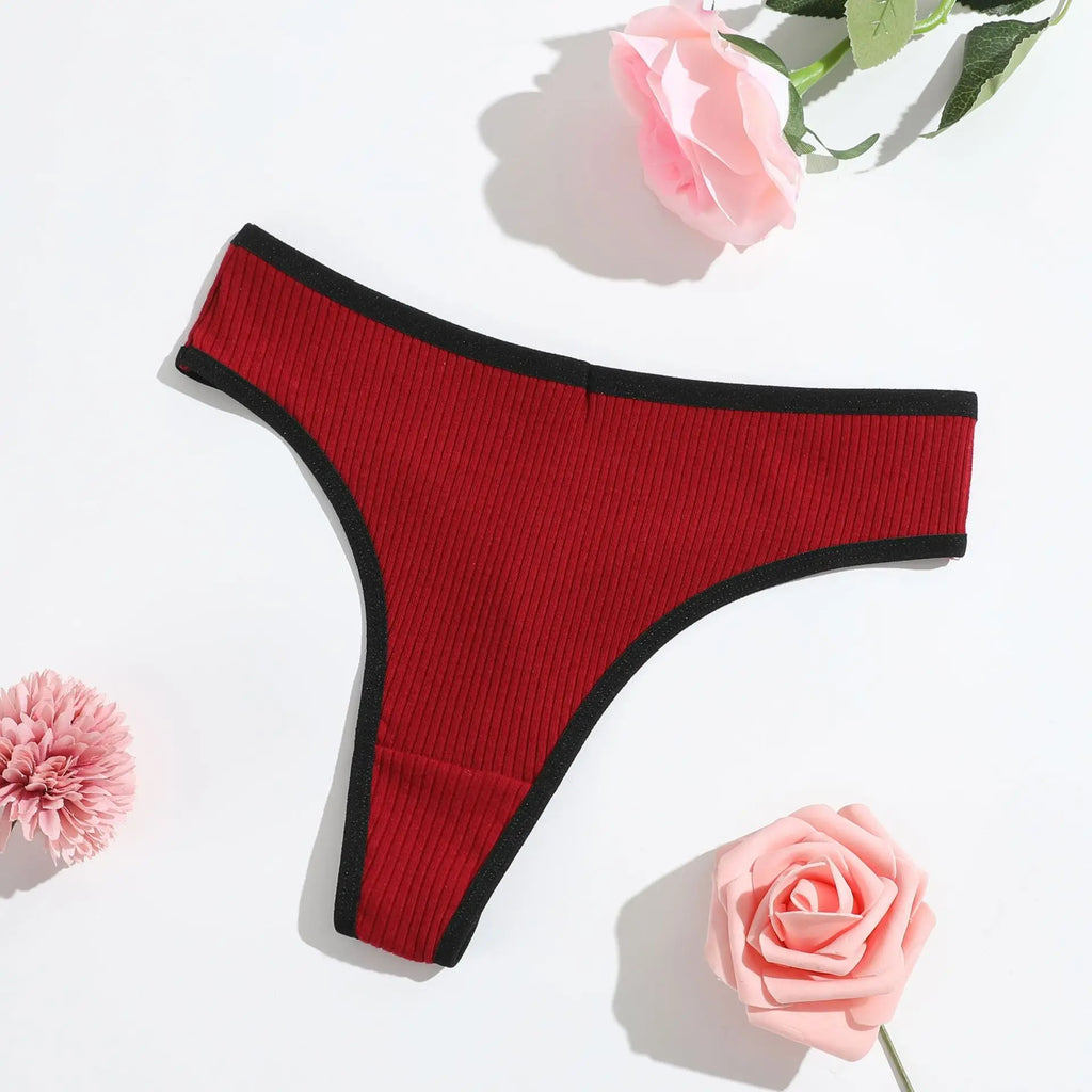 1pcs Seamless Cotton Thong Ribbed Ladies Panties Low Rise Solid Color Sexy G-string Panties Female Breathable Underwear