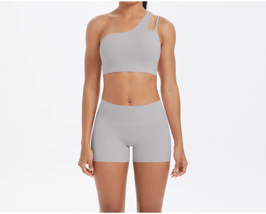 2PCS Yoga Set Women Gym Sports Suits Fitness Bra Crop Top Workout Clothes Female Athletic Wear Push Up Shorts Sportswear
