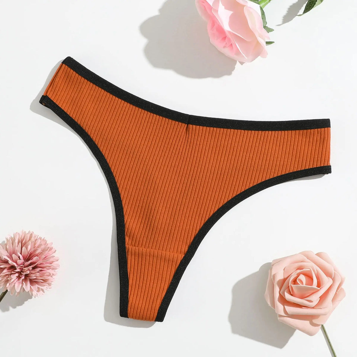 1pcs Seamless Cotton Thong Ribbed Ladies Panties Low Rise Solid Color Sexy G-string Panties Female Breathable Underwear