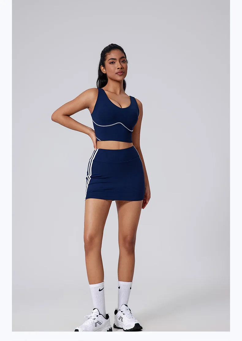Women Vest Tank Top Tennis Suit Fitness Yoga Set Casual Outdoor Short Skirt Running Golf Gym Suit Female Breathable Sportswear